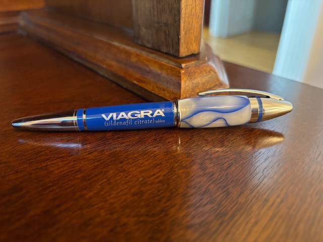 Very rare and stylish all metal Viagra pen with Pearl handle black ink