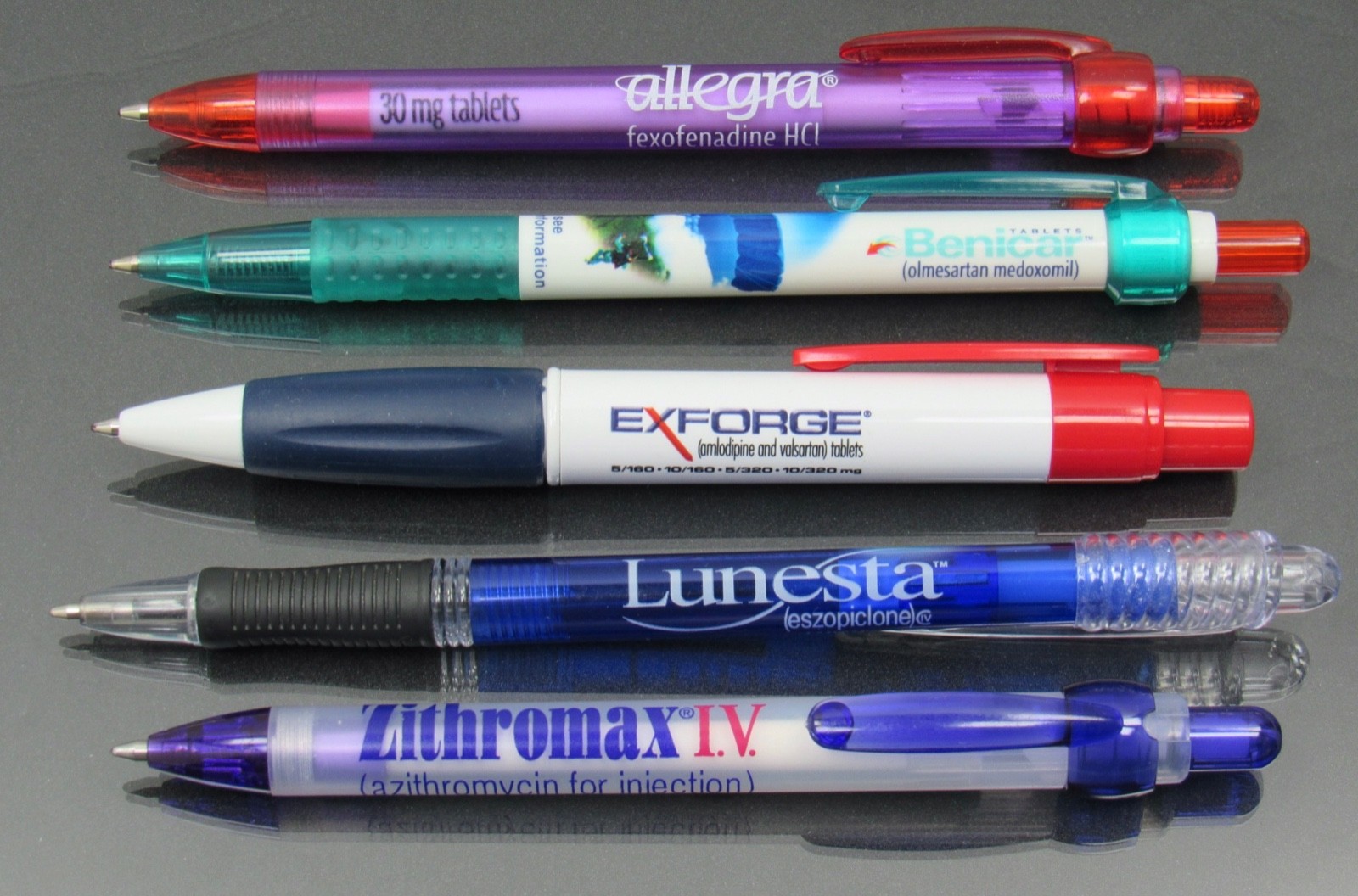 Drug Rep Lot 5 PENS Allegra Benicar Exforge Lunesta Zithro Pharmaceutical Promo