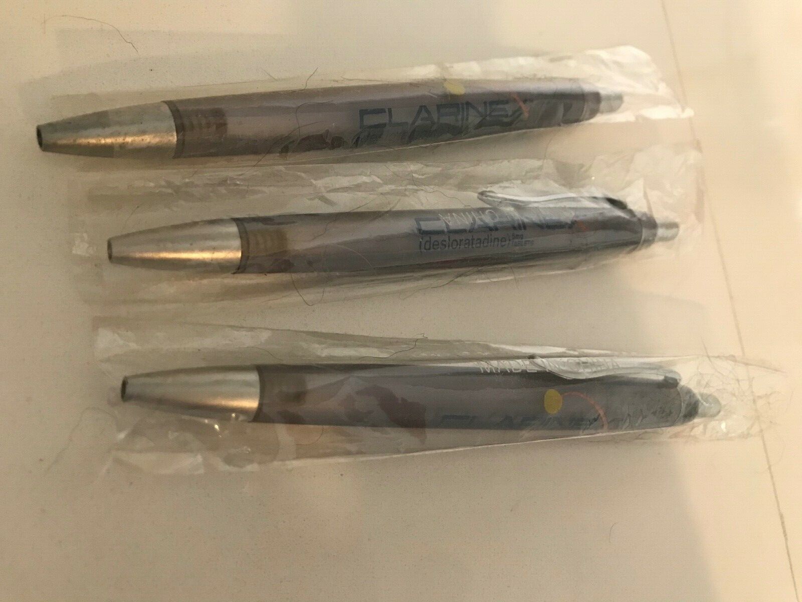3 New Original Wrapping CLARINEX Pens Grayish Lavender Color with Logo
