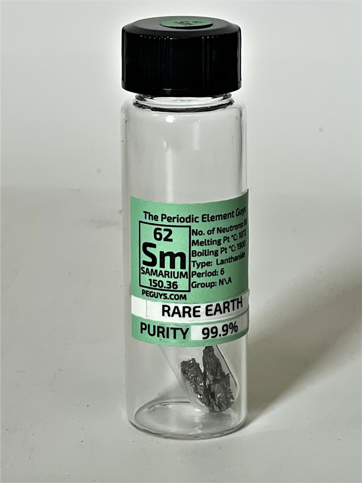 Samarium Metal Dendrites 99.9% 1 Gram+Clean in Argon Glass ampoule in glass Vial