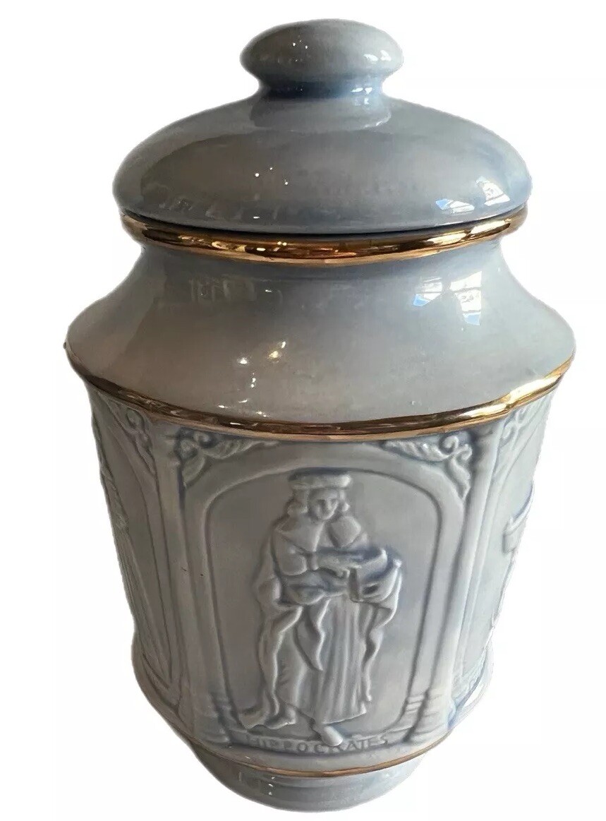 Apothecary Jar Porcelain PMA Meeting April 1988 Gift Lederle Vintage Hippocrates