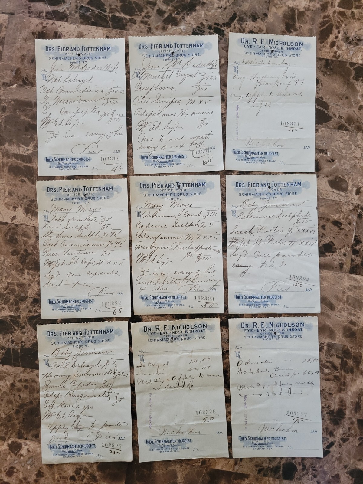File box & 101 antique prescriptions (1913) – Codeine, Anodyne, Poisons