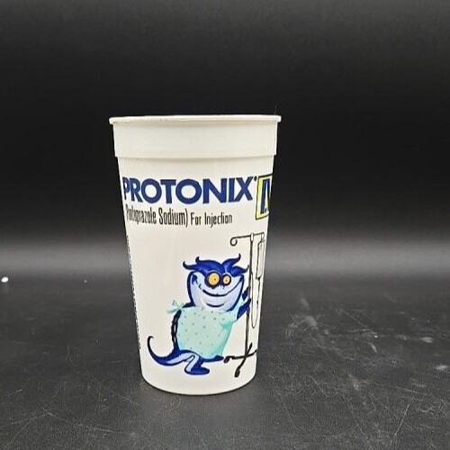 Vintage Protonix Pharmaceutical Promo Cup Blue Monster Mascot Pharma Swag