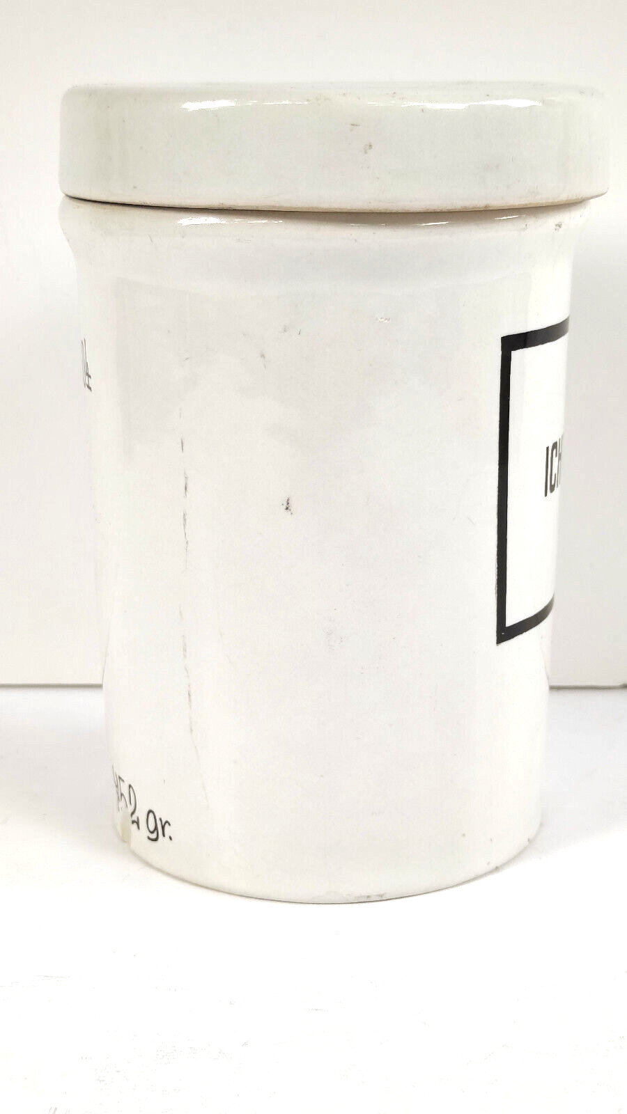 DITMAR-URBACH Czeshoslovakia Glazed Ceramic Apothecary Jar, ICHTHYOLUM, 1930’s