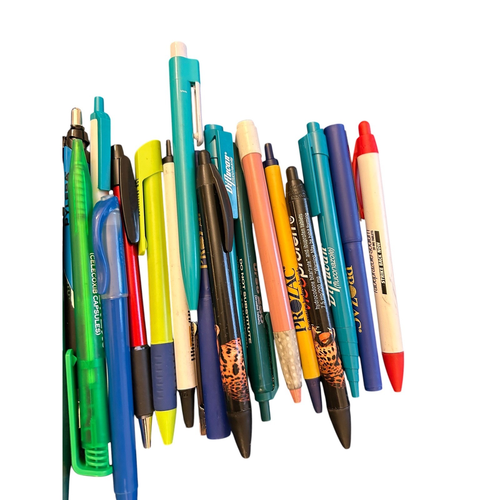 Lot of 30+ Pharmaceutical Advertising Pens Prozac Zetia Urso250 Medical Promo