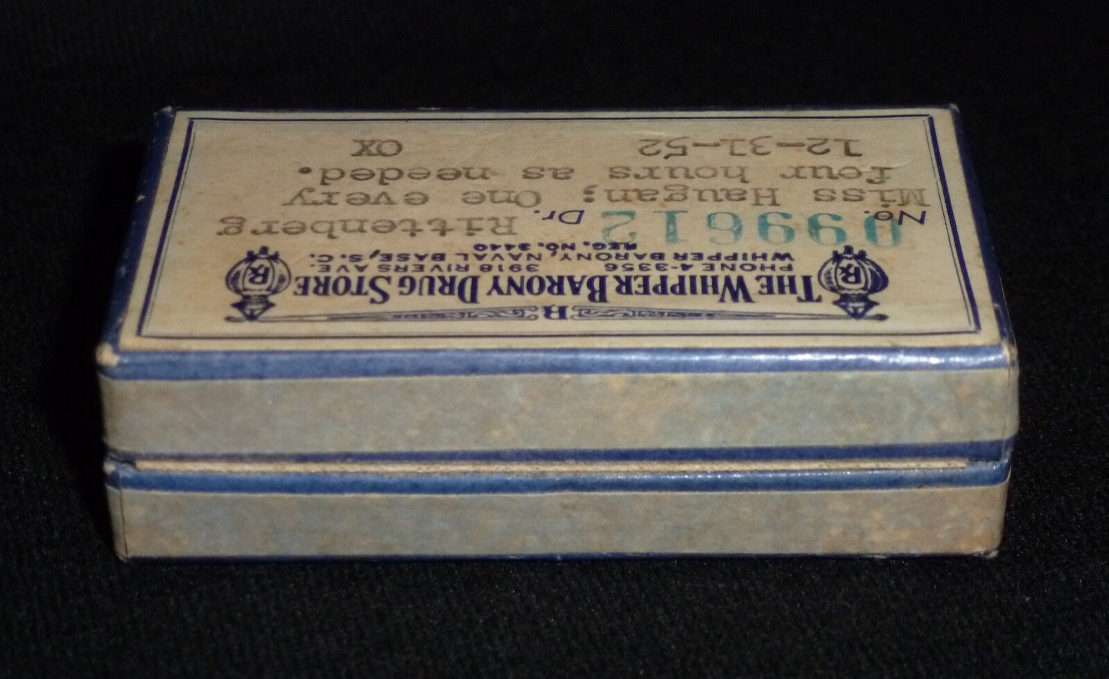 Vintage Charleston Naval Base, SC Hinged Drug Store Pharmacy Pill Box – Navy