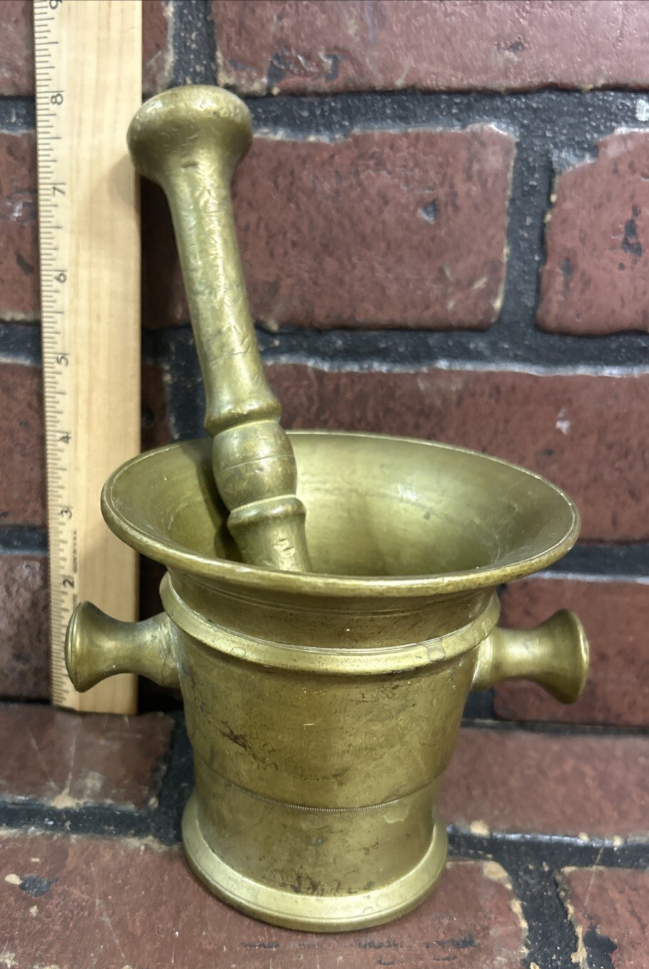 Vintage/Antique Solid Brass Mortar and Pestle Heavy