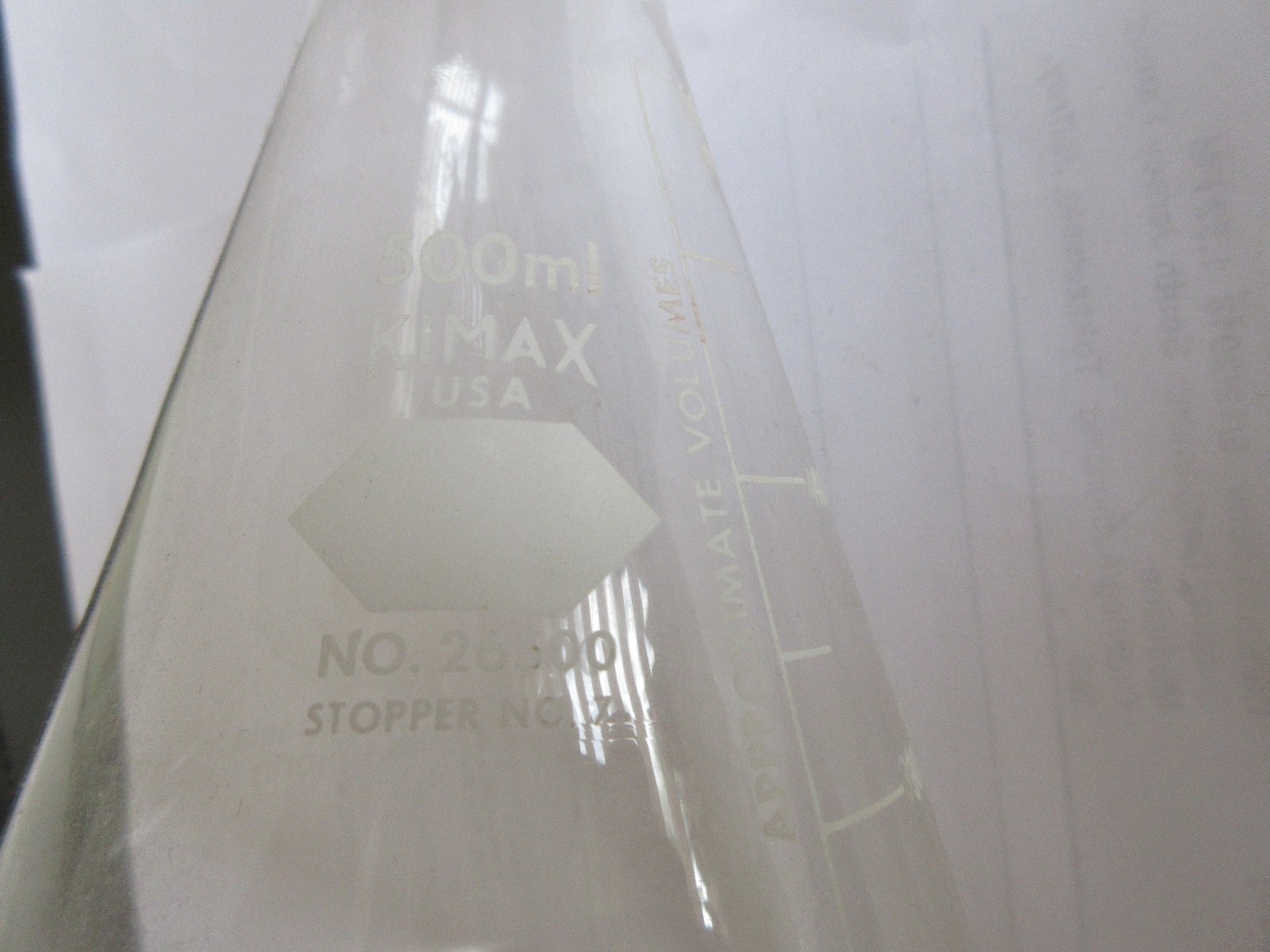 500 ml , Kimax , # 26500 , Stopper # 7 , Pharmacia , Upjohn , Rare , Rx