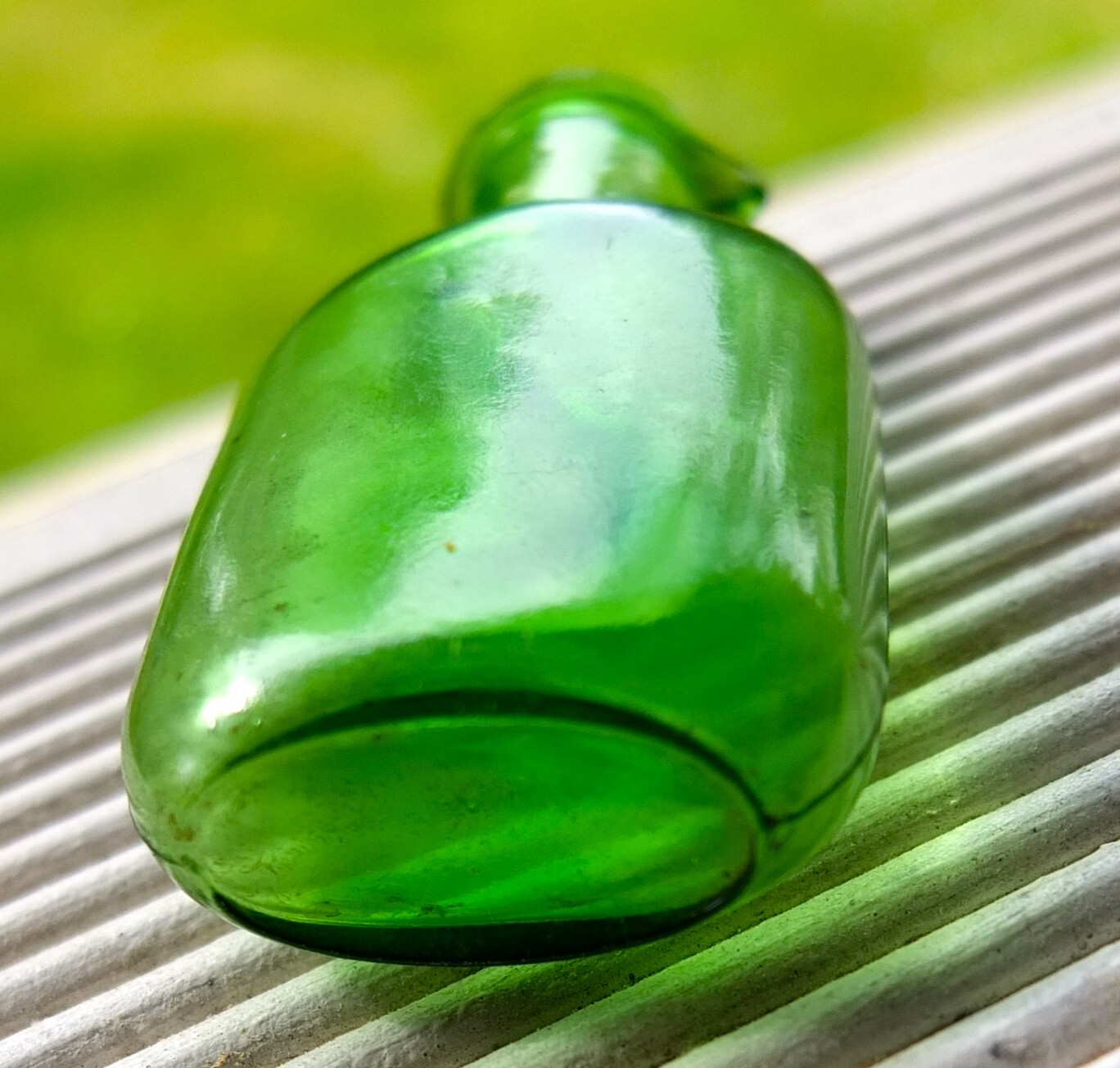Vintage Green Glass Small Bootle