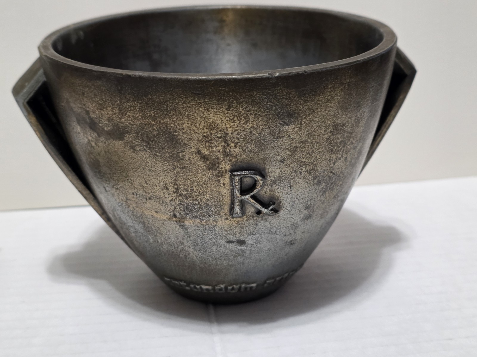 Vintage 1967 Cast Iron Pharmacy Class Mortar & Pestle Rx Graduation