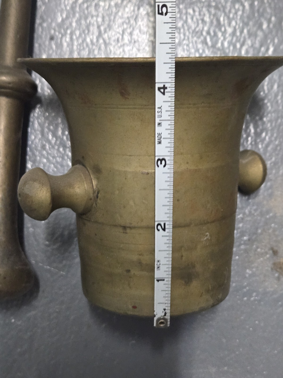Antique Apothecary Brass Mortar & Pestle Pharmacy Druggist Tool Drug Herbs 19 C.
