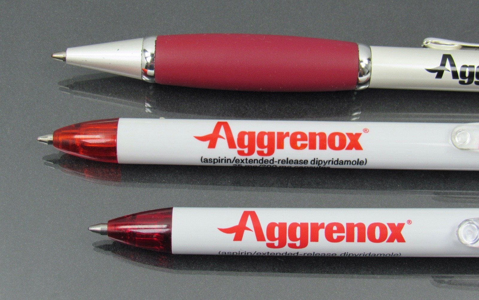Drug Rep Lot 3 Different Aggrenox PENS Pharmaceutical Advertising Metal Plastic