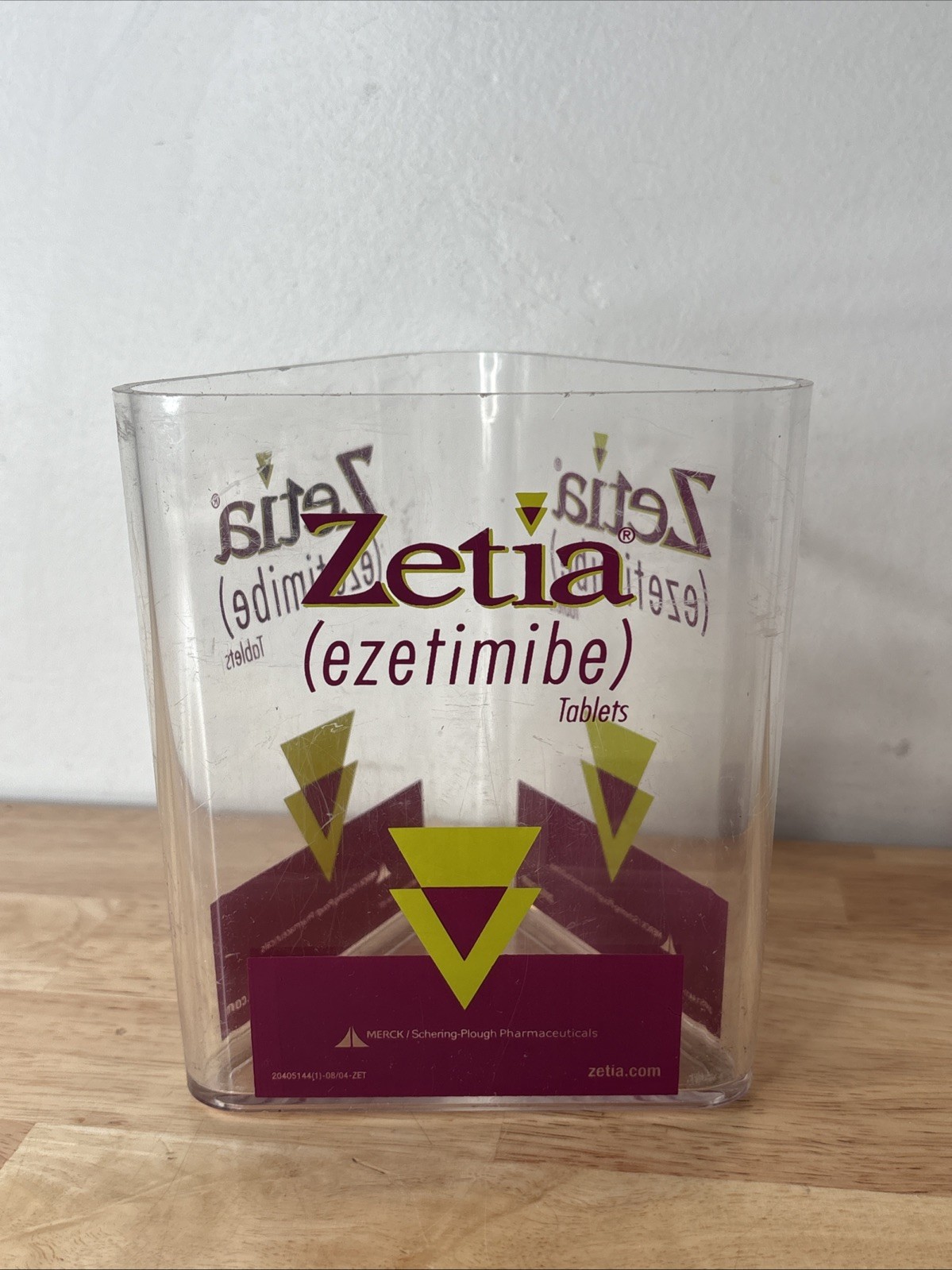 DRUG REP RARE CLEAR ZETIA PLASTIC/ACRYLIC CANISTER