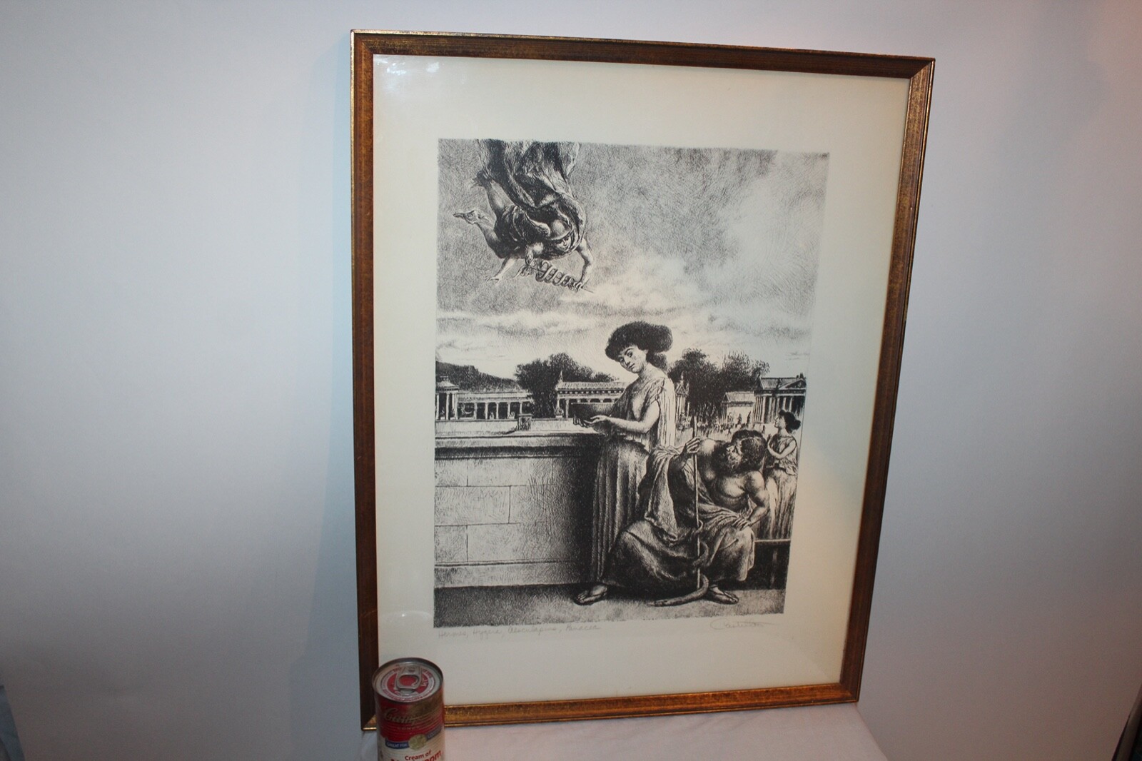 Pharmaceutical Lithograph Hermes Hygeia Alsculapins Panacea Signed Castillo