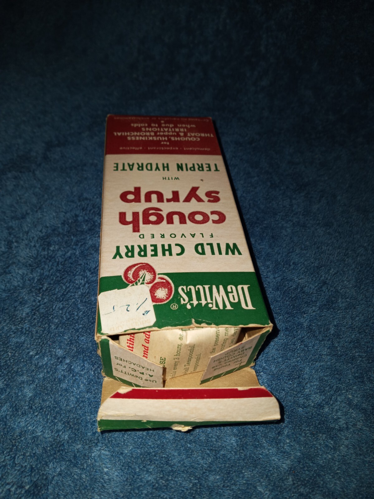 Vtg DeWitt’s Wild Cherry Flavored Box Paperwk Medicine Pharmacy Cough Syrup NOS
