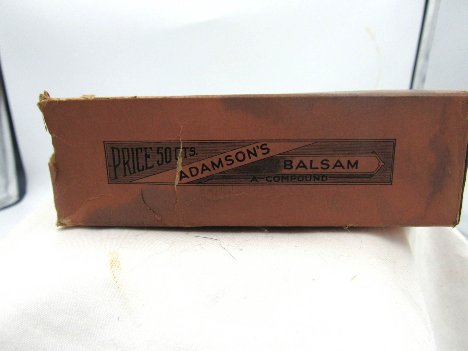 BW – 1930s Adamson’s Balsam Elmira NY 4 5/8 ” Medicine bottle Box No 2