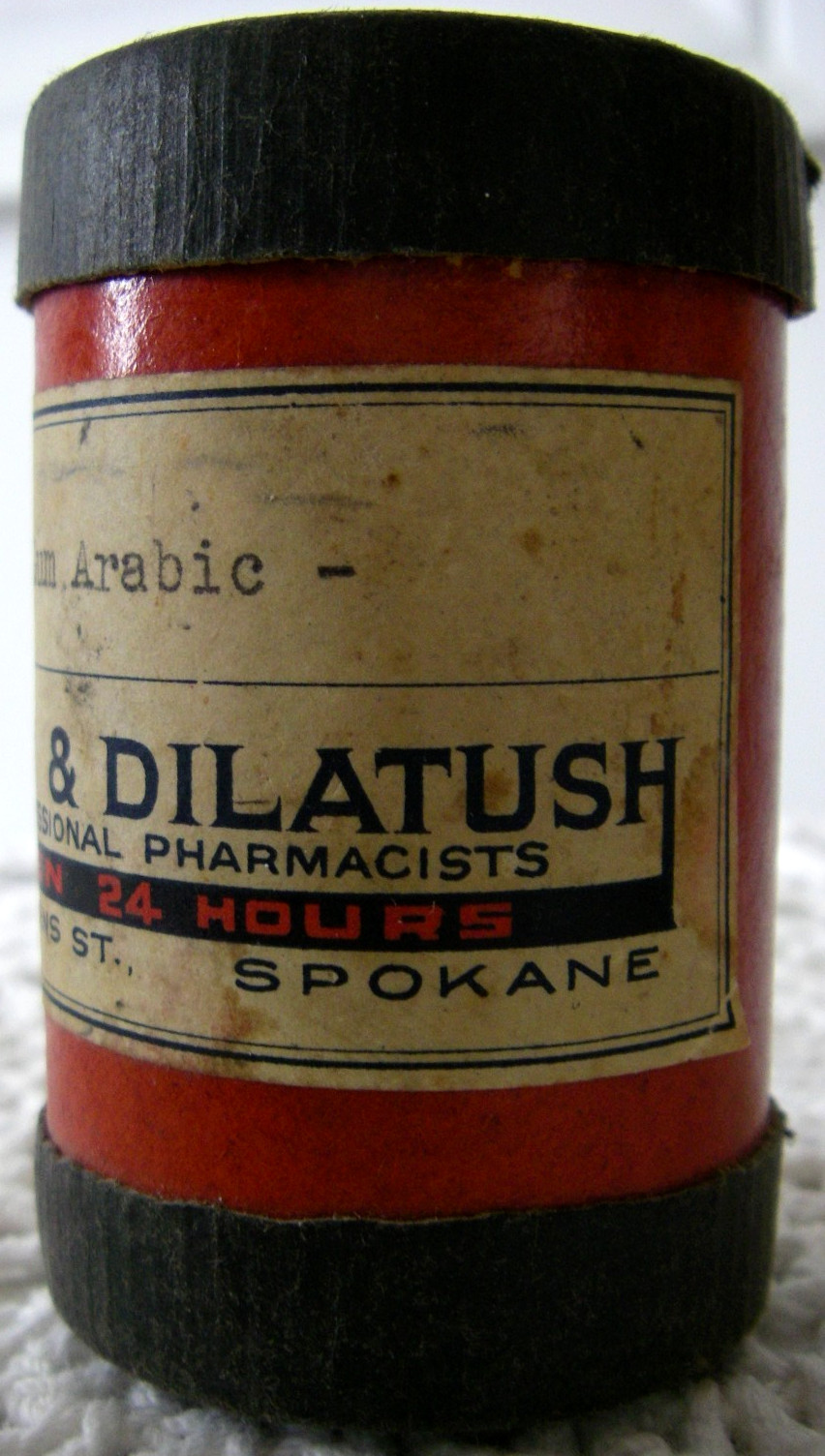 Vintage Hart & Dilatush Prescription Pill Container Bottle 9 N. Stevens Spokane