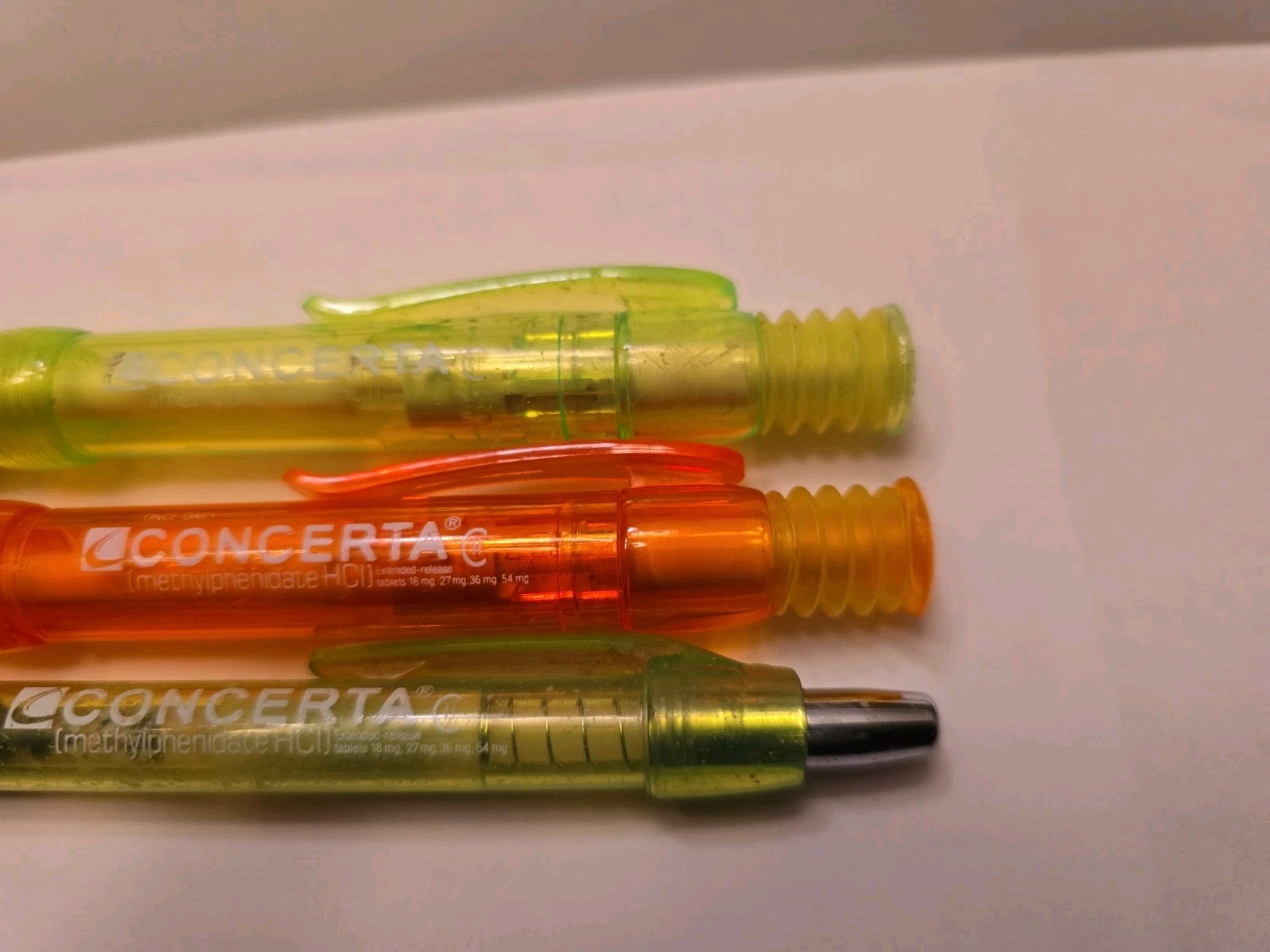 Concerta Pens Green Orange Pharmaceutical Drug Rep Promo Collectible Medical