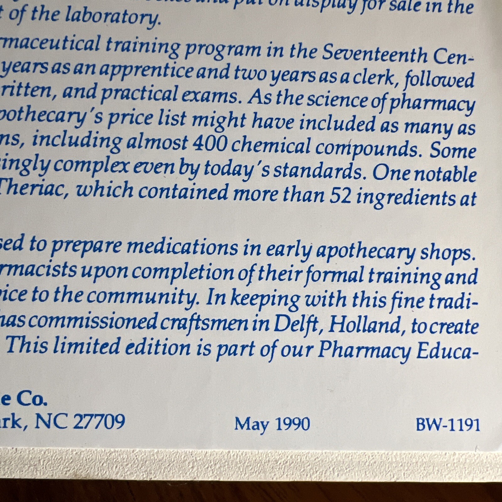 Handmade DELFT Tile Pharmacist Laboratory BURROUGHS WELLCOME Unicorns