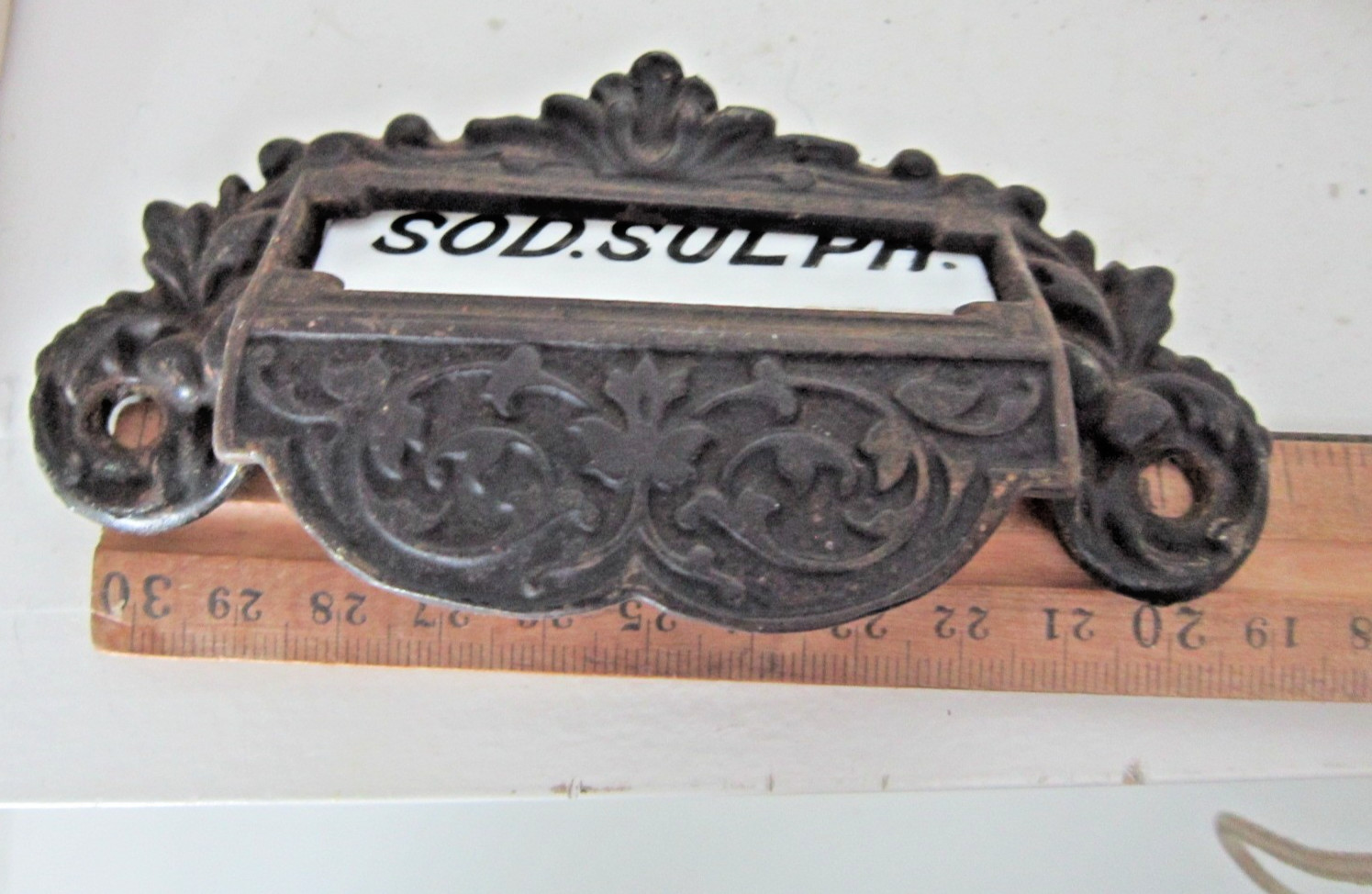 1800s Apothecary Drawer Pulls Handles Knobs Label Under Glass Pharmacy Cabinet