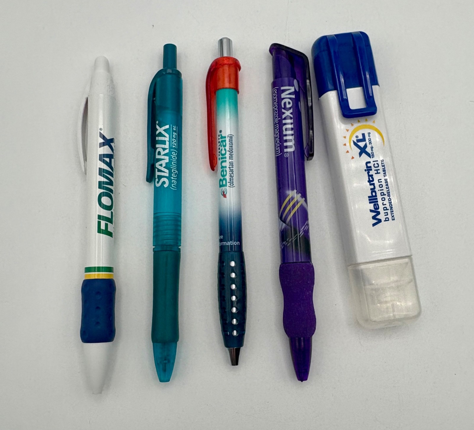 5 PEN Drug Rep Pharmaceutical Promo Advertising, Flomax,Nexium,Starlix,Benicar,