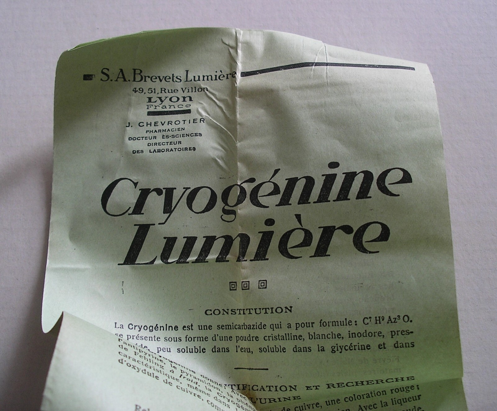 CRYOGENINE LUMIERE *COLLECTABLE ANTIQUE VINTAGE FRENCH MEDICINE*