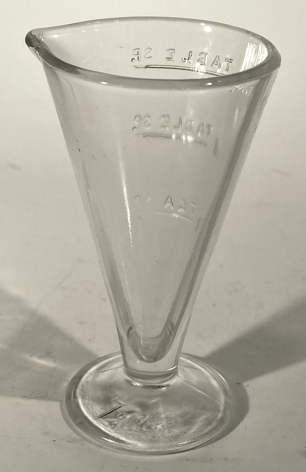 Zonite 2 Tablespoon Glass Apothecary Measuring Cup/Beaker w/ Spout & Base