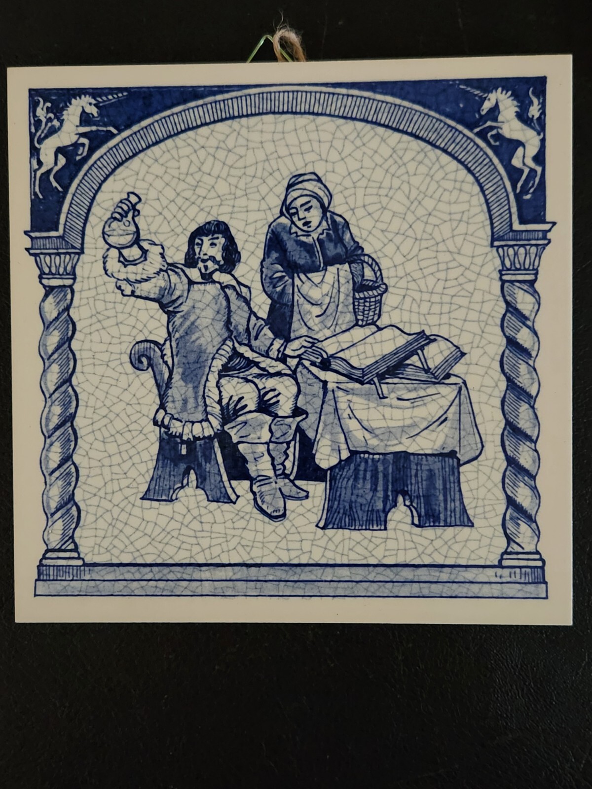 Vintage Set Of 3 Blue Delft Holland Handmade Pharmacy Tiles