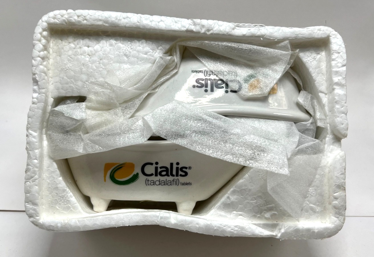 2 CIALIS Pharmaceutical Ceramic Bathtub 6×3 Promo Soap Dish