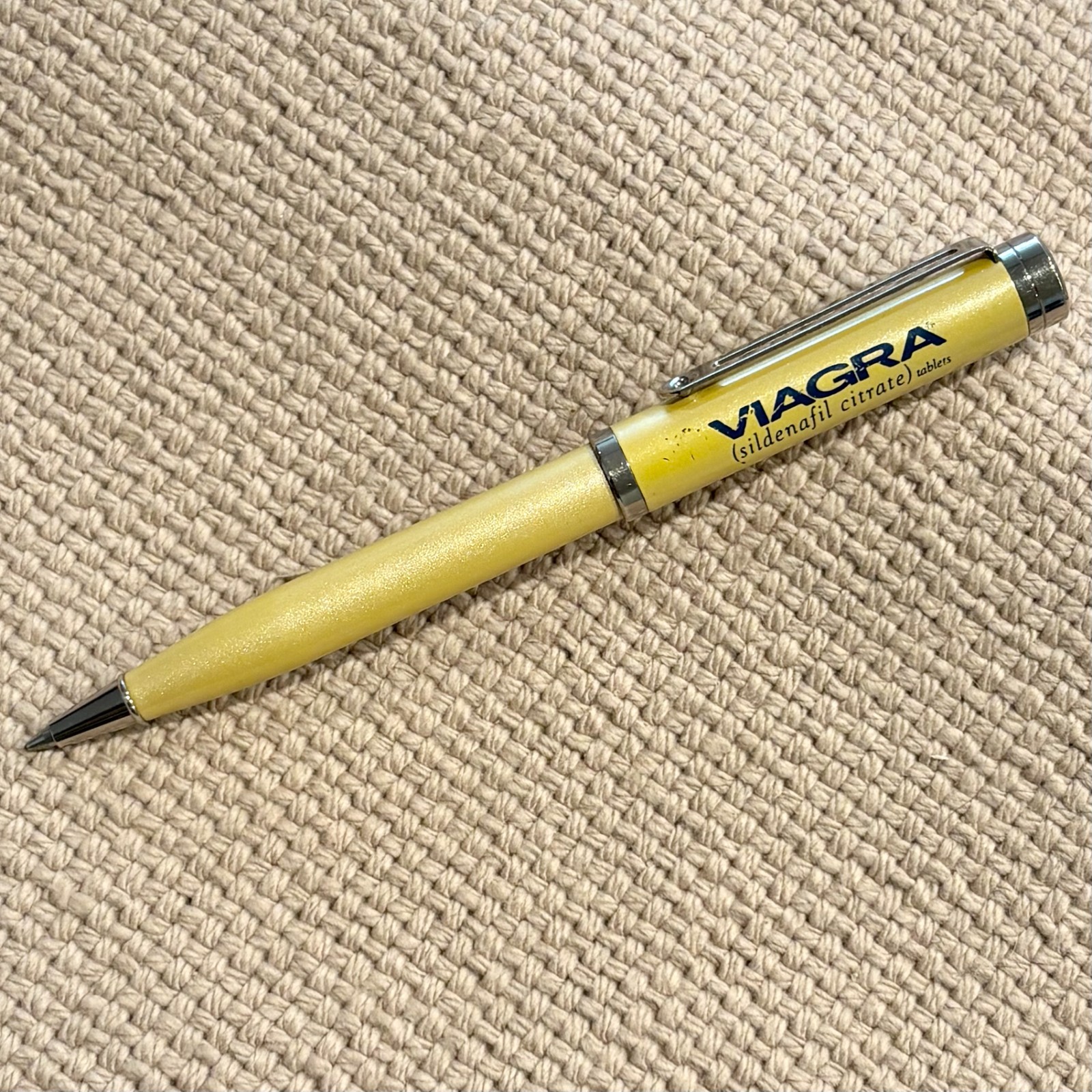 Vintage Viagra Yellow Pharmaceutical Drug Rep Promotional Ad Ink Pen