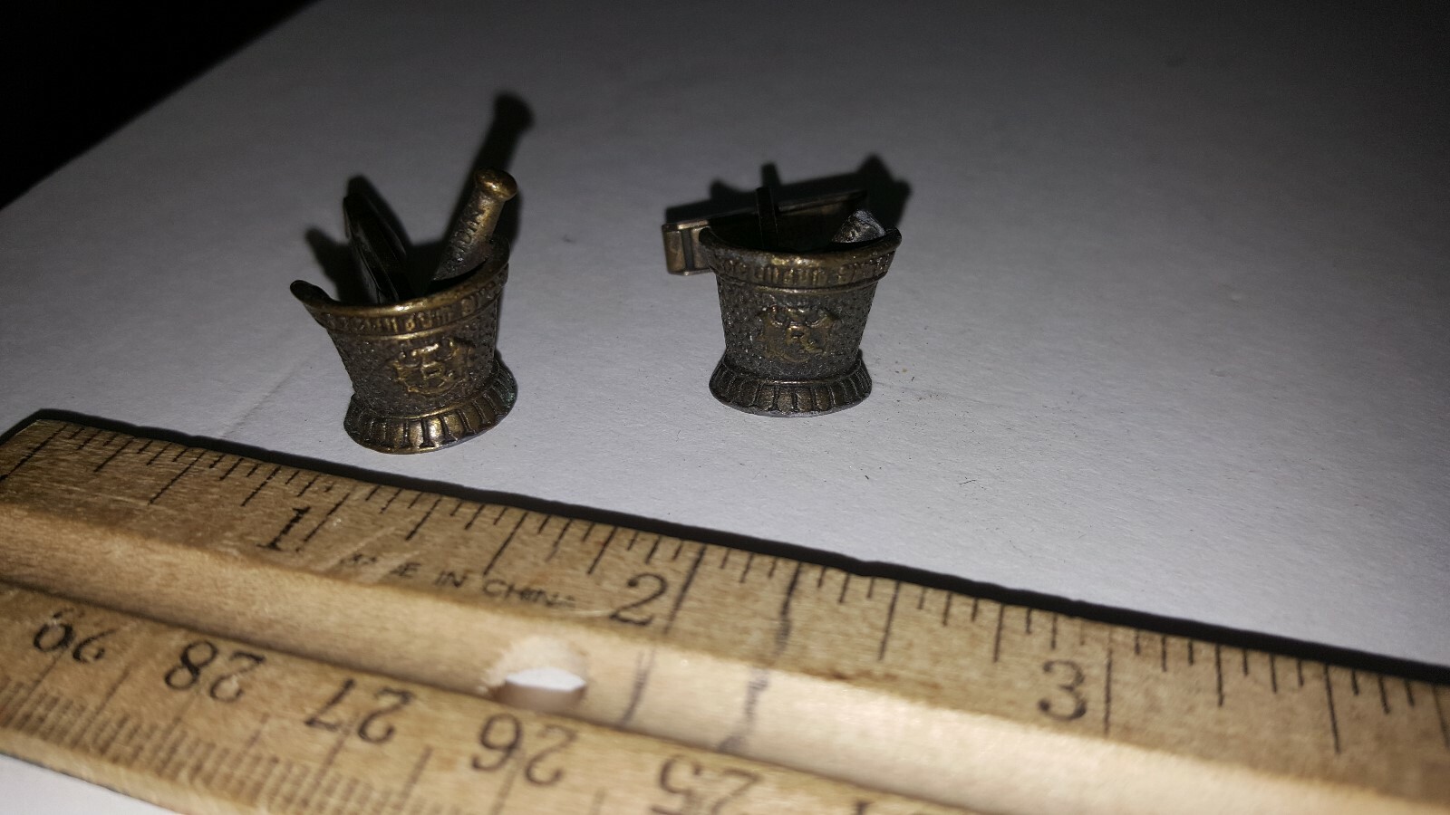 Vintage Mortar & Pestle Pharmacy Apothecary Cufflinks PATENT: 2920363