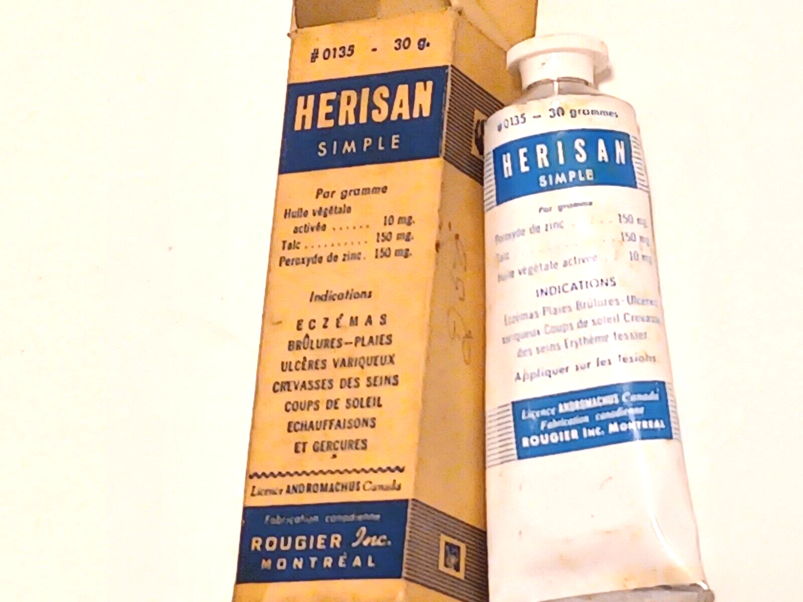Vintage Pharmacy Herisan Plain Simple Cream 30 Gram Canada Not For Use