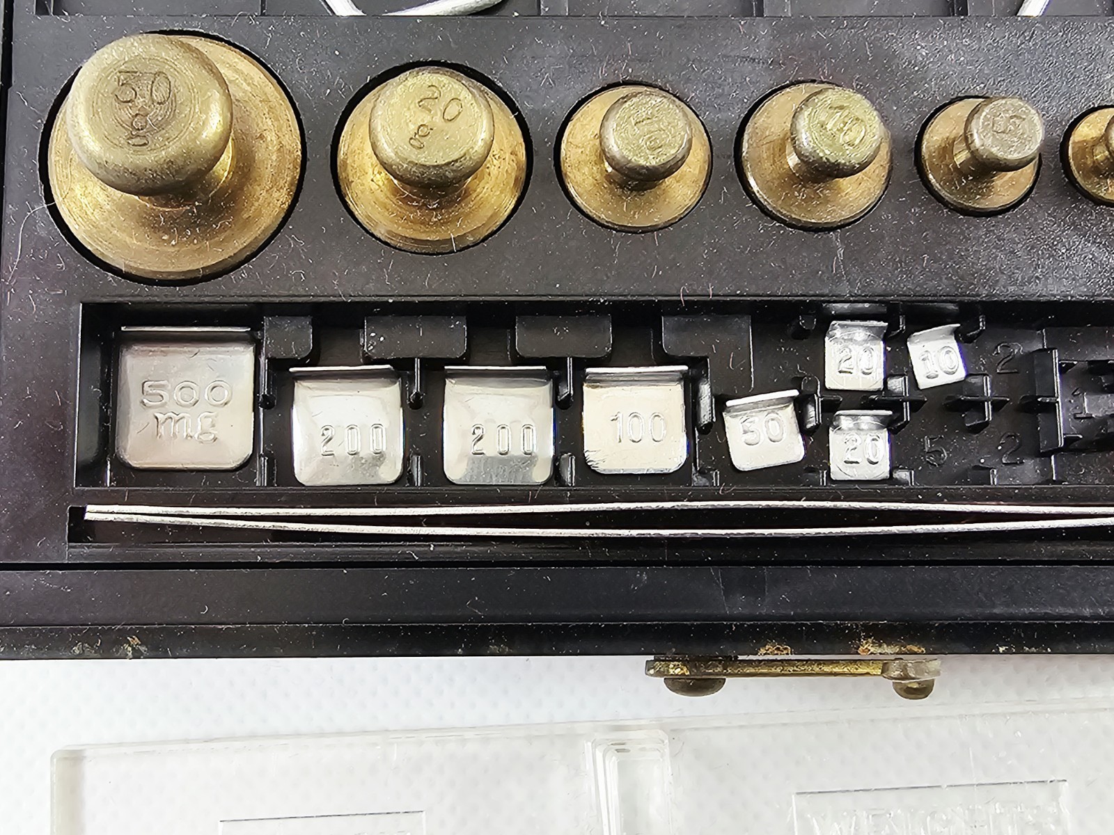 Bristol Myers Set of Pharmacutical Brass Weights in Original Box Vtg READ