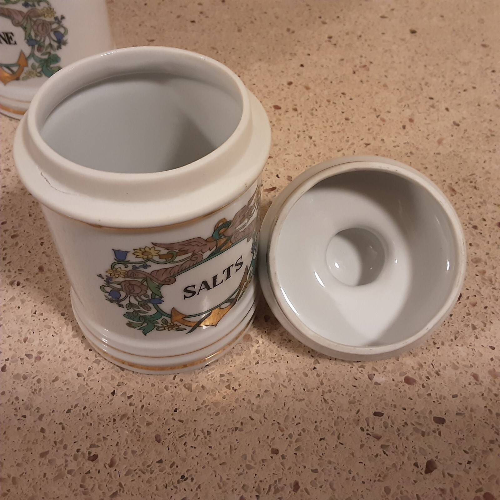 Set of 3 Vintage Ceramic Apothecary Pharmacy Jars with Lids