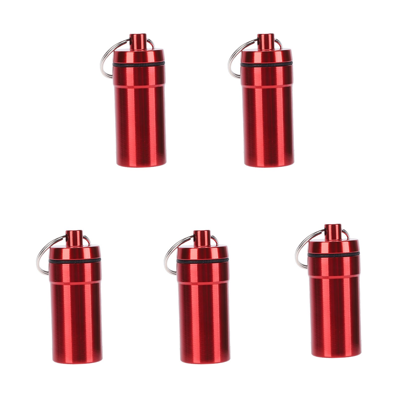 5pcs Mini Keychain Tablets Case Water Proof Outdoor Tablets Container Red