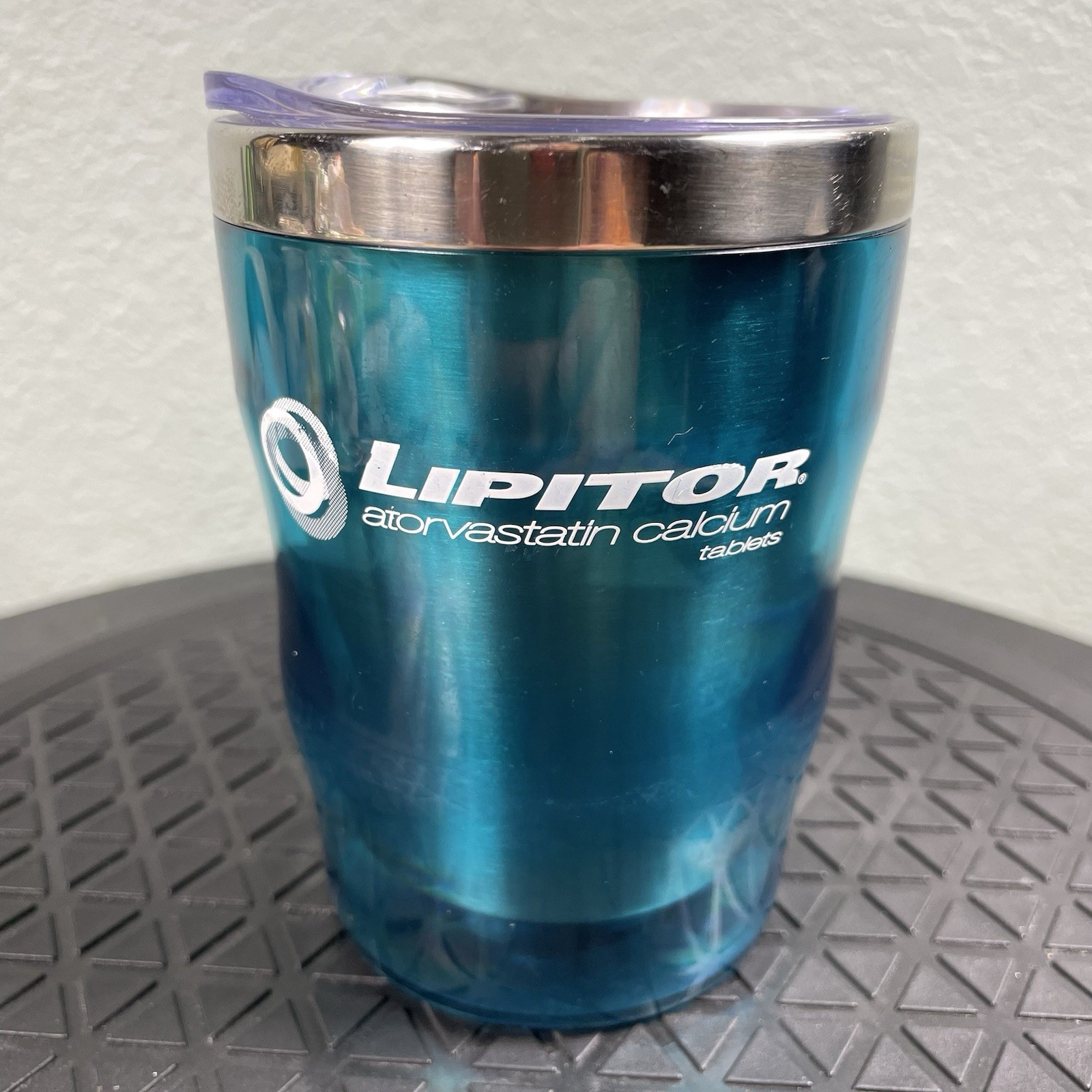 LIPITOR Teal Pharmaceutical Travel Mug Drug Rep Advertising Cholesterol