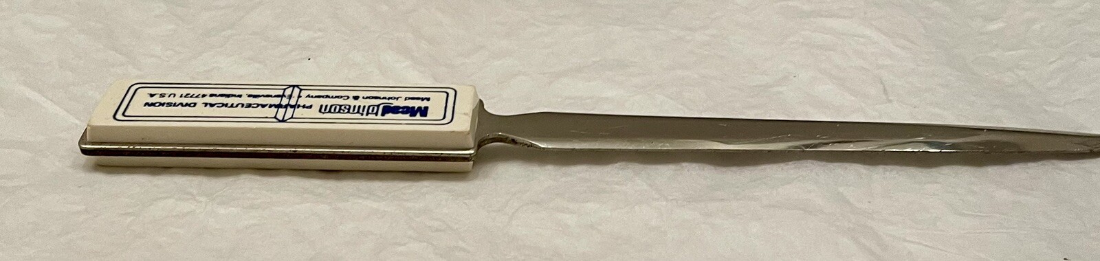 VTG 1980’s MEAD JOHNSON QUIBRON-T SR 7″ METAL LETTER OPENER PHARMA REP LOGO