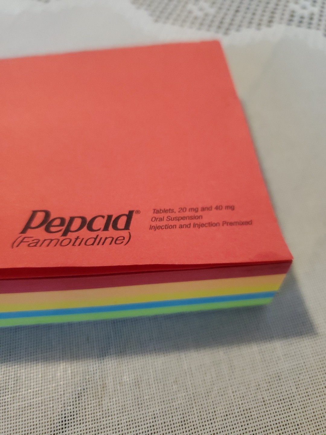 VTG Pepcid E-See Tac Note Pad Multi Color Rainbow Edge Drug Rep Swag Merck Block