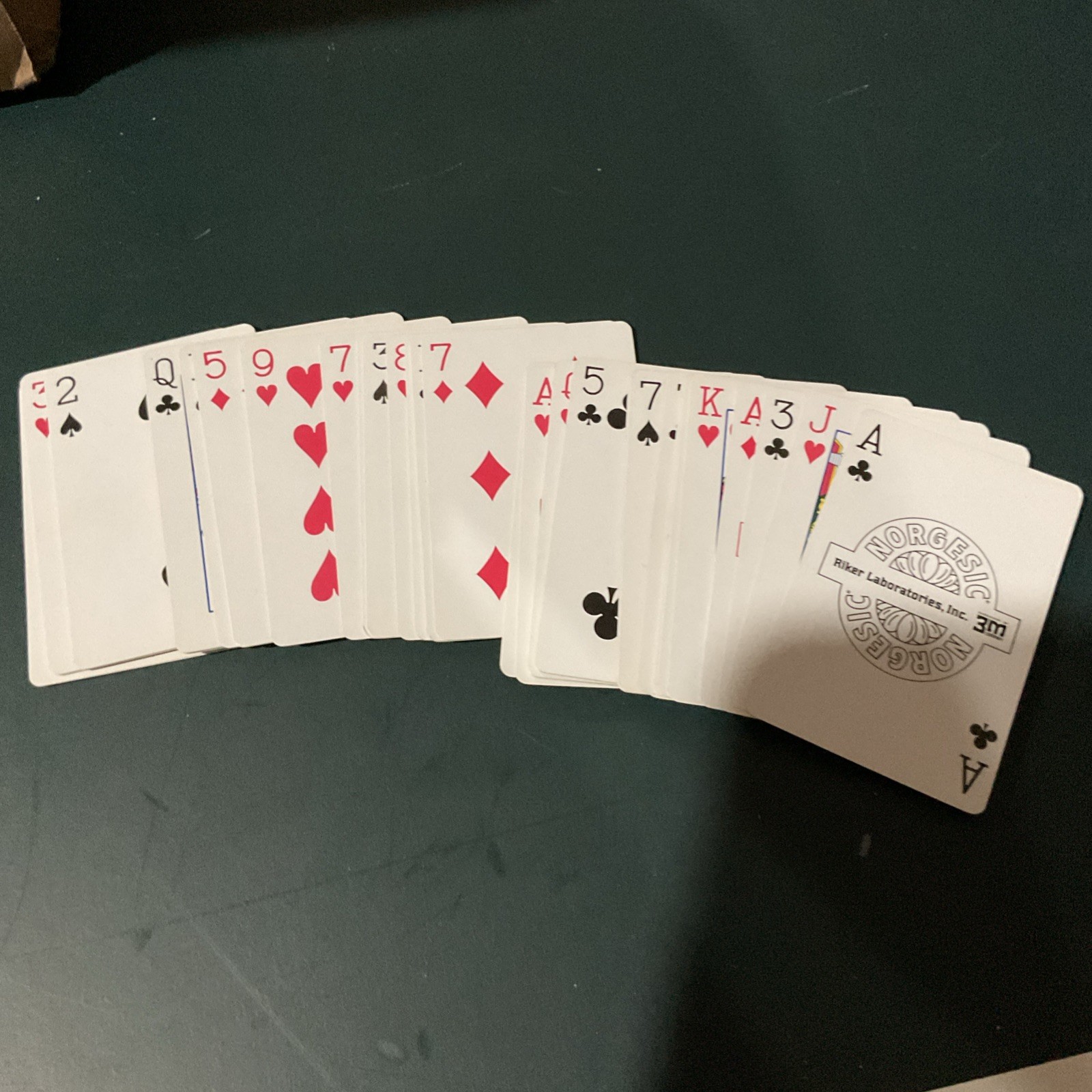 Norgesic Drug Ad Riker Labs 3M Playing Cards Pharmaceutical Vintage Collectible