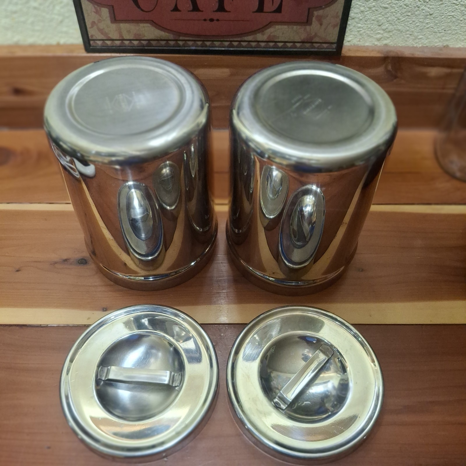 Vollrath 8802 Stainless Steel Canister Set Of 2 Heavy-Duty Container W/lids Vtg