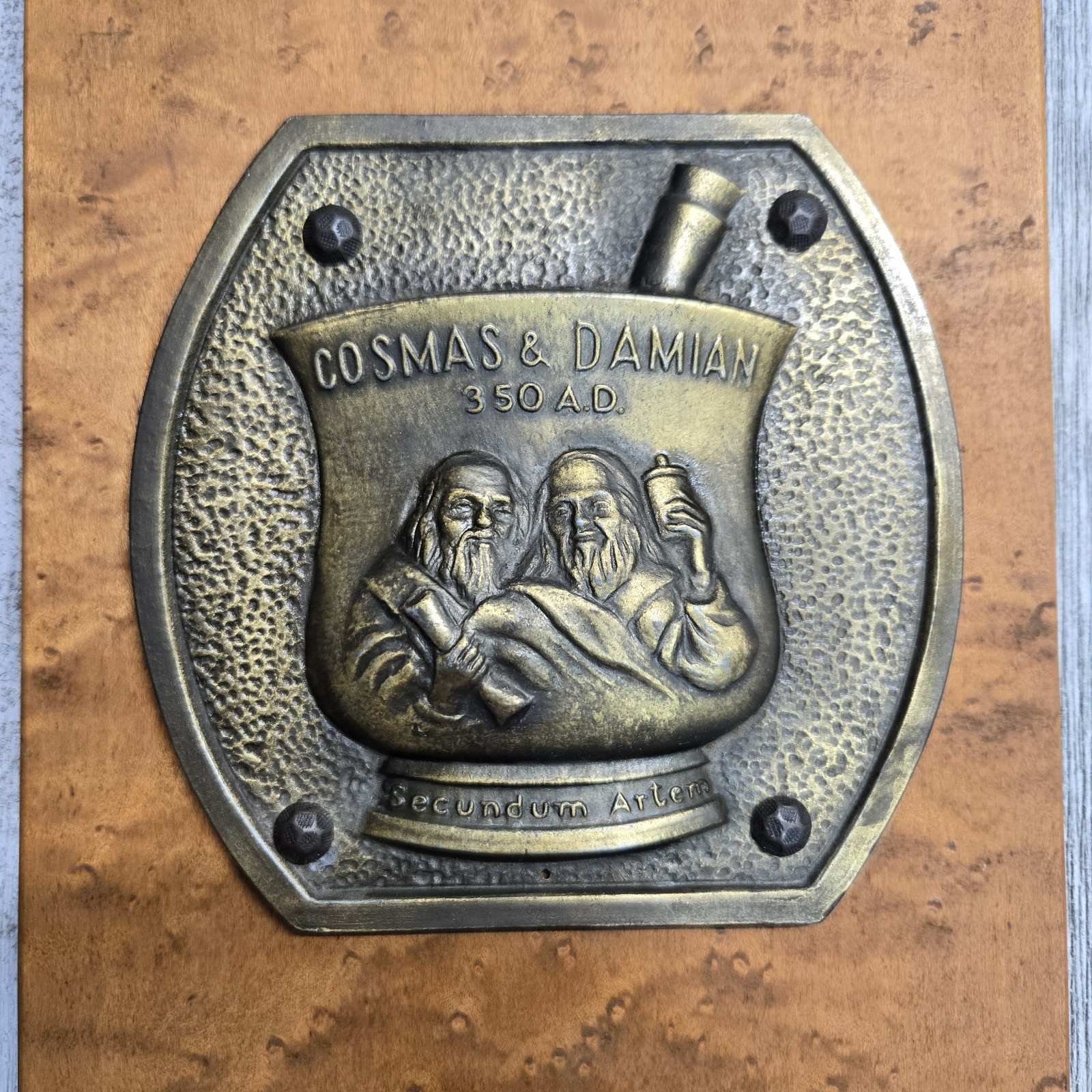 Cosmas & Damian Secundum Artem 350 AD Wooden Plaque