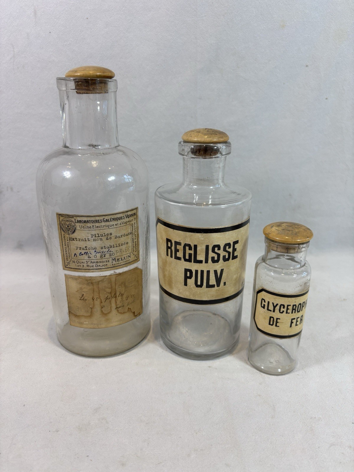 3 Antique Pharmacy / Apothecary Bottles In Blown Glass