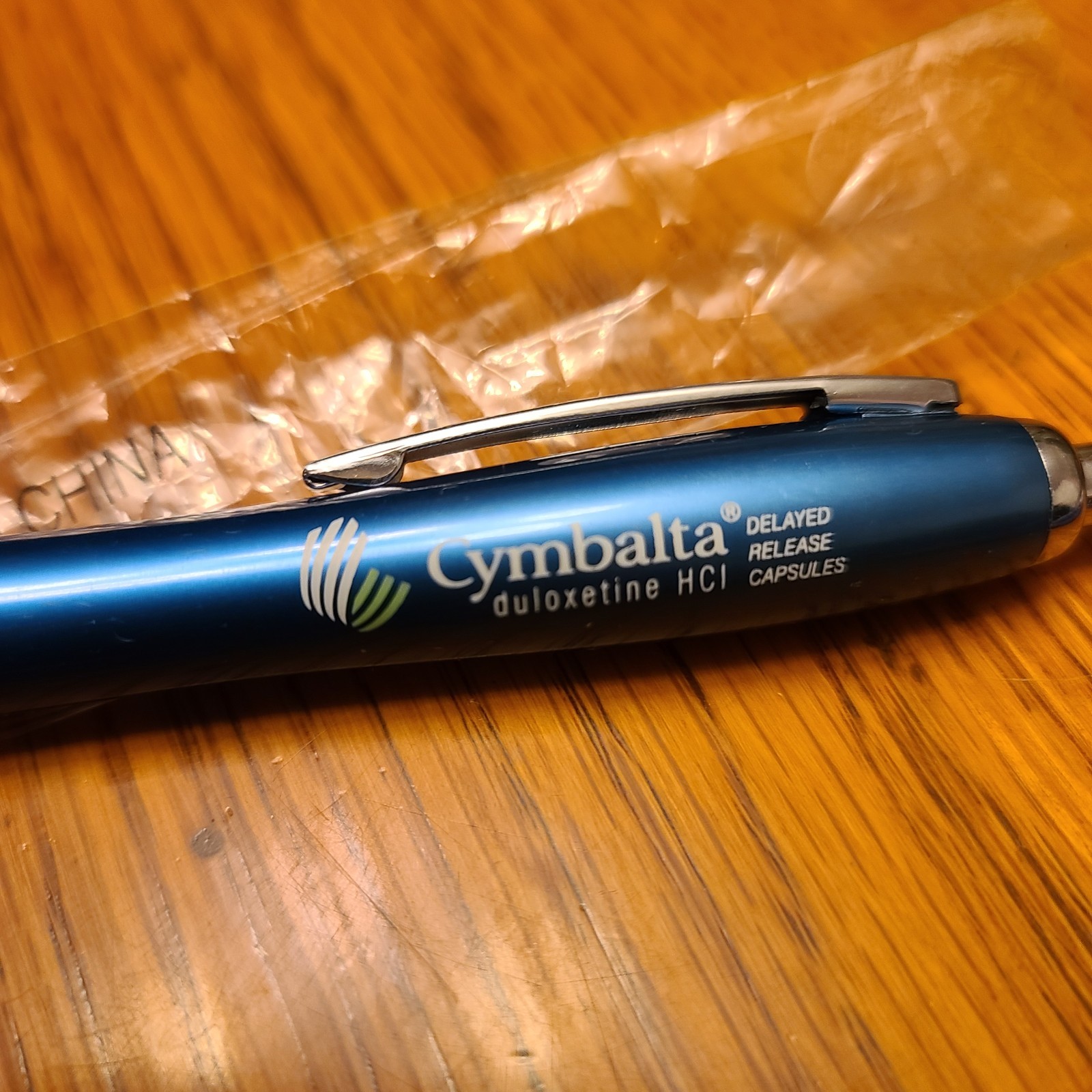 Cymbalta Pharmaceutical Drug Rep Pen Promo Dry No Ink All Blue Sticky Grip