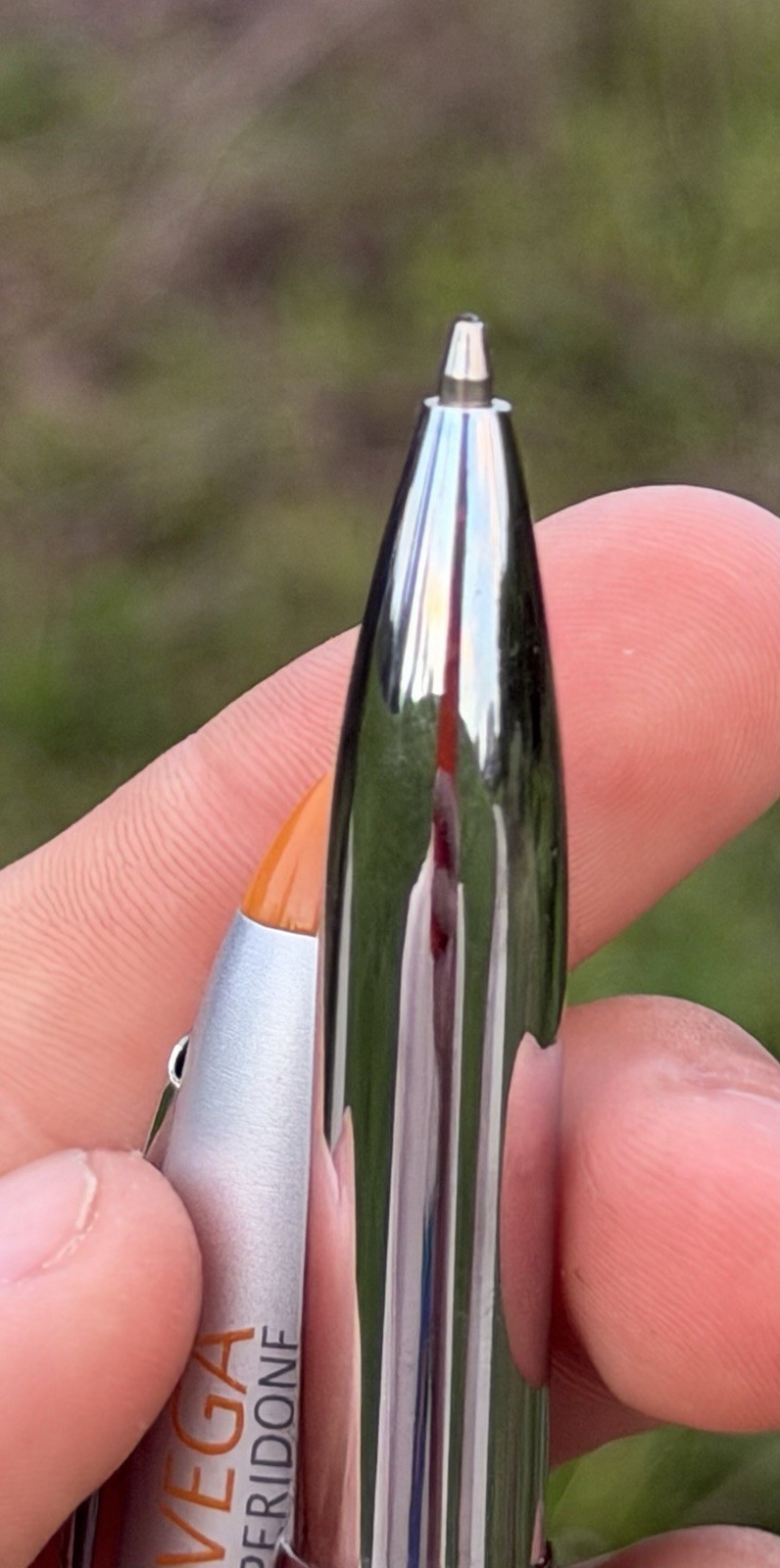 Vintage Pharma Rep Invega Silver Heavy Pen With Flashlight