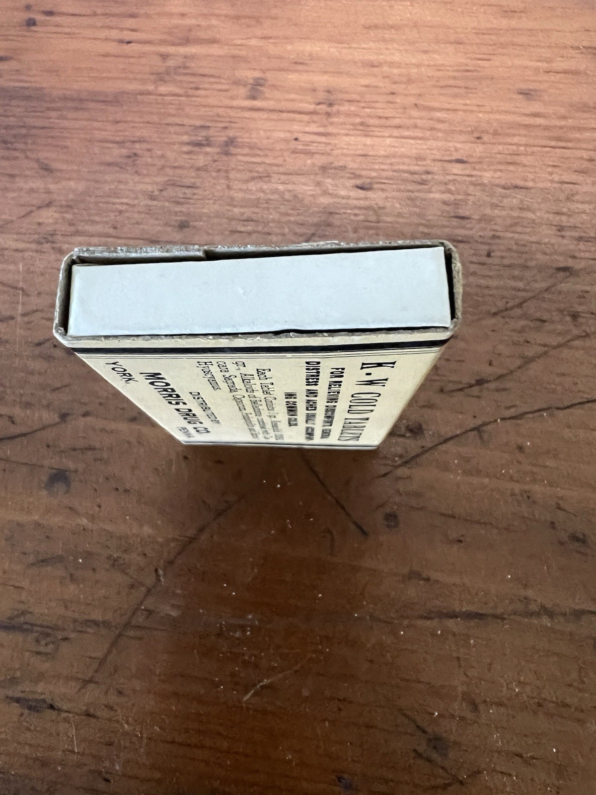 Vintage Antique K-W Cold Tablets Medicine Box Collectable Morris Drug Co York PA
