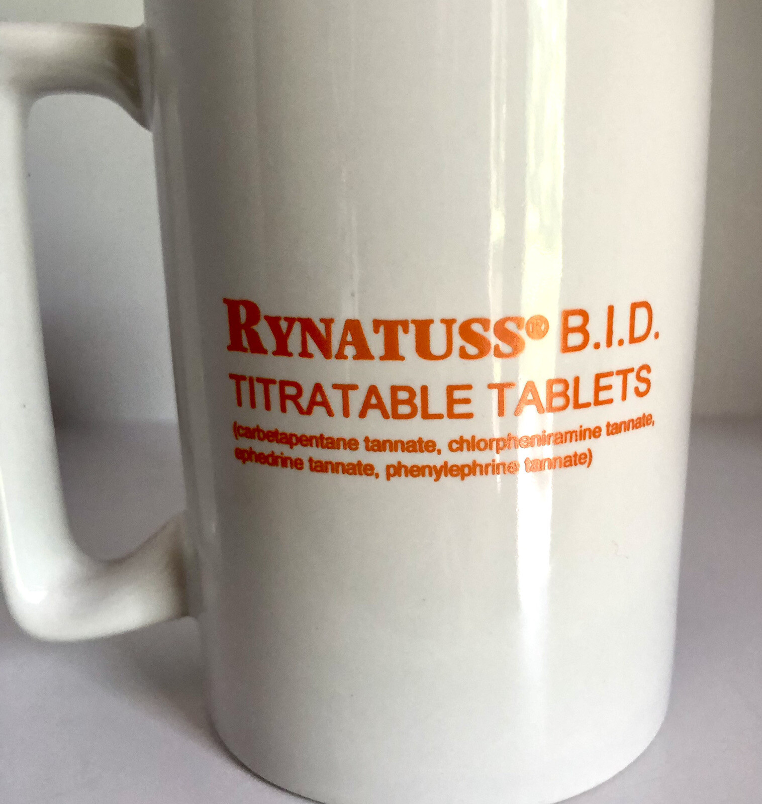 RYNATUSS B.I.D Pharmaceutical Advertising Collectible PHARMA REP 12oz Coffee Mug