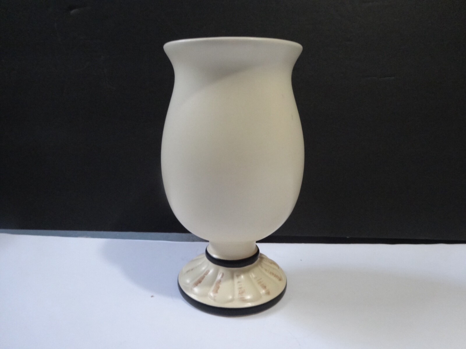 ASP 2005 Ceramic Apothecary Jar / Vase 6”T. 3.25”W Cream w/ Black accents