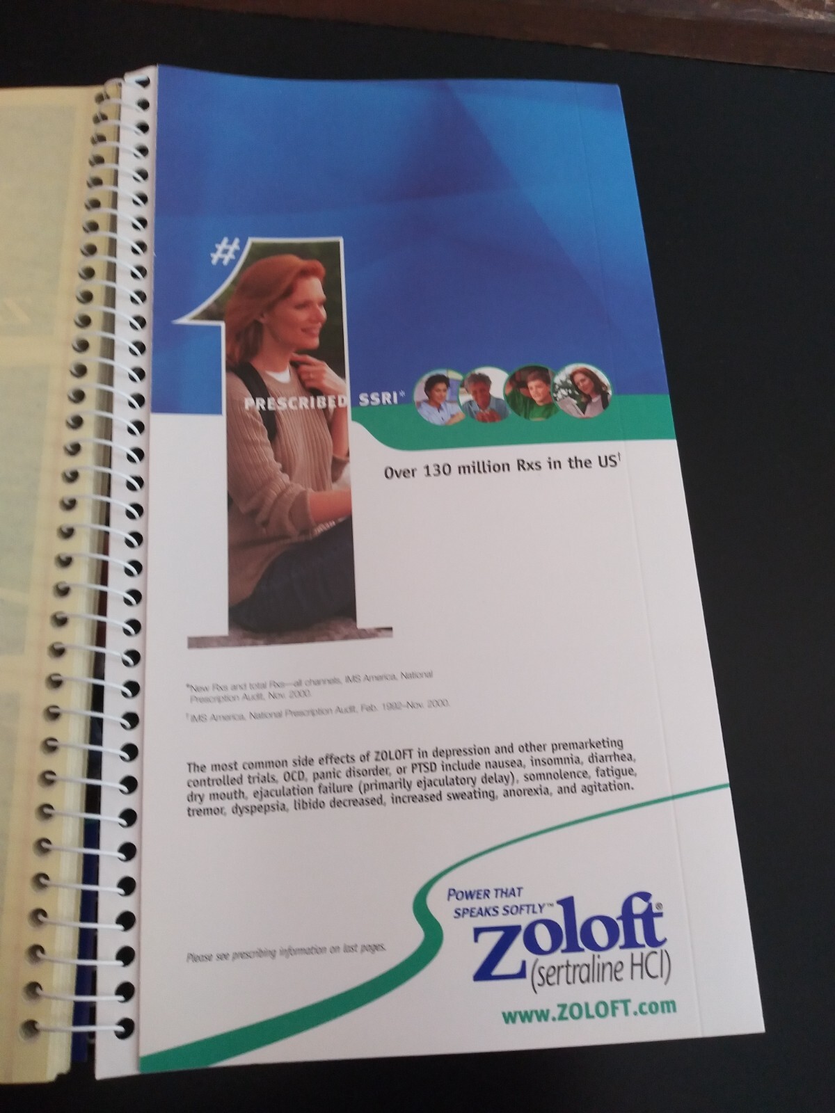 Zoloft Drug Repr Pharmaceutical Message Book. Spiral Phone Message Book