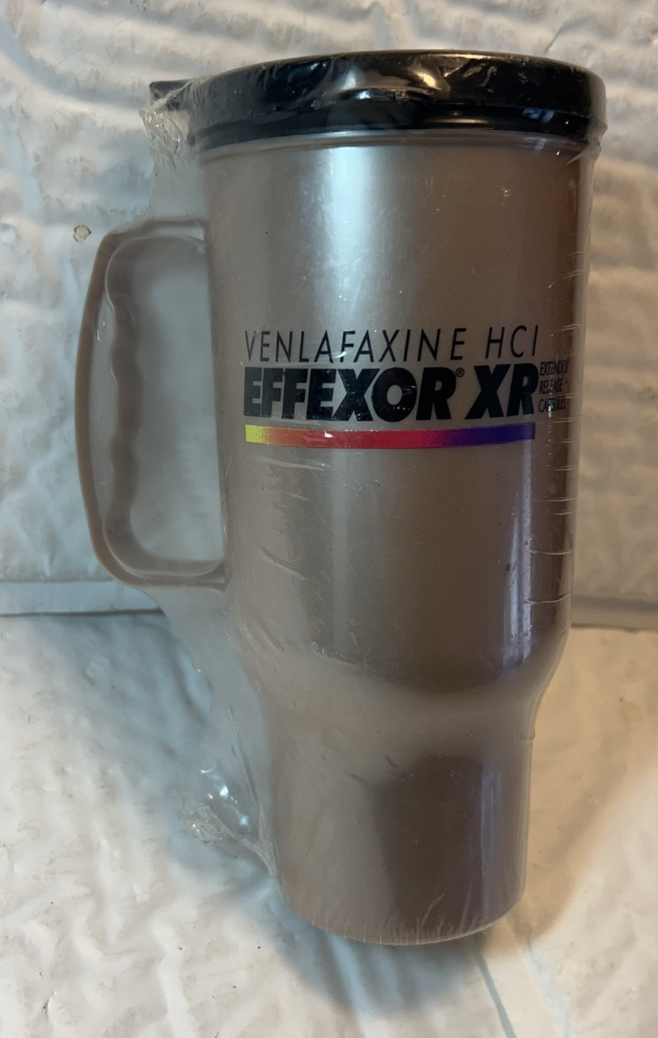 Effexor XR Mug Drug Rep Pharmaceutical Promo Advertising Plastic W/ Lid – New