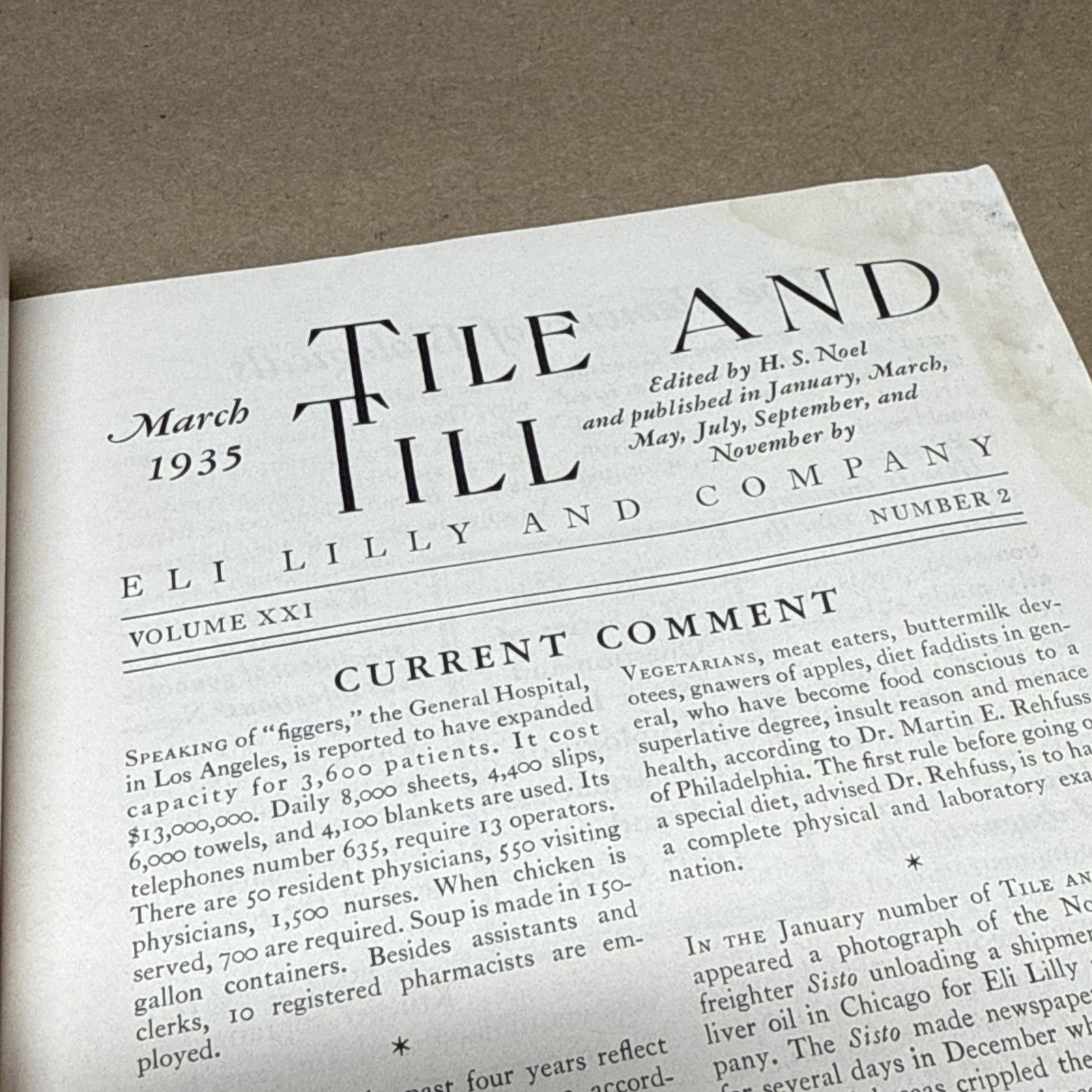Tile And Till Magazine Eli Lilly And Company March 1935 Indianapolis Indiana